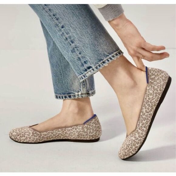 Rothy's The Flat Portobello Spot  Flats Leopard Animal Print Size 11 Cream Tan - Picture 1 of 11